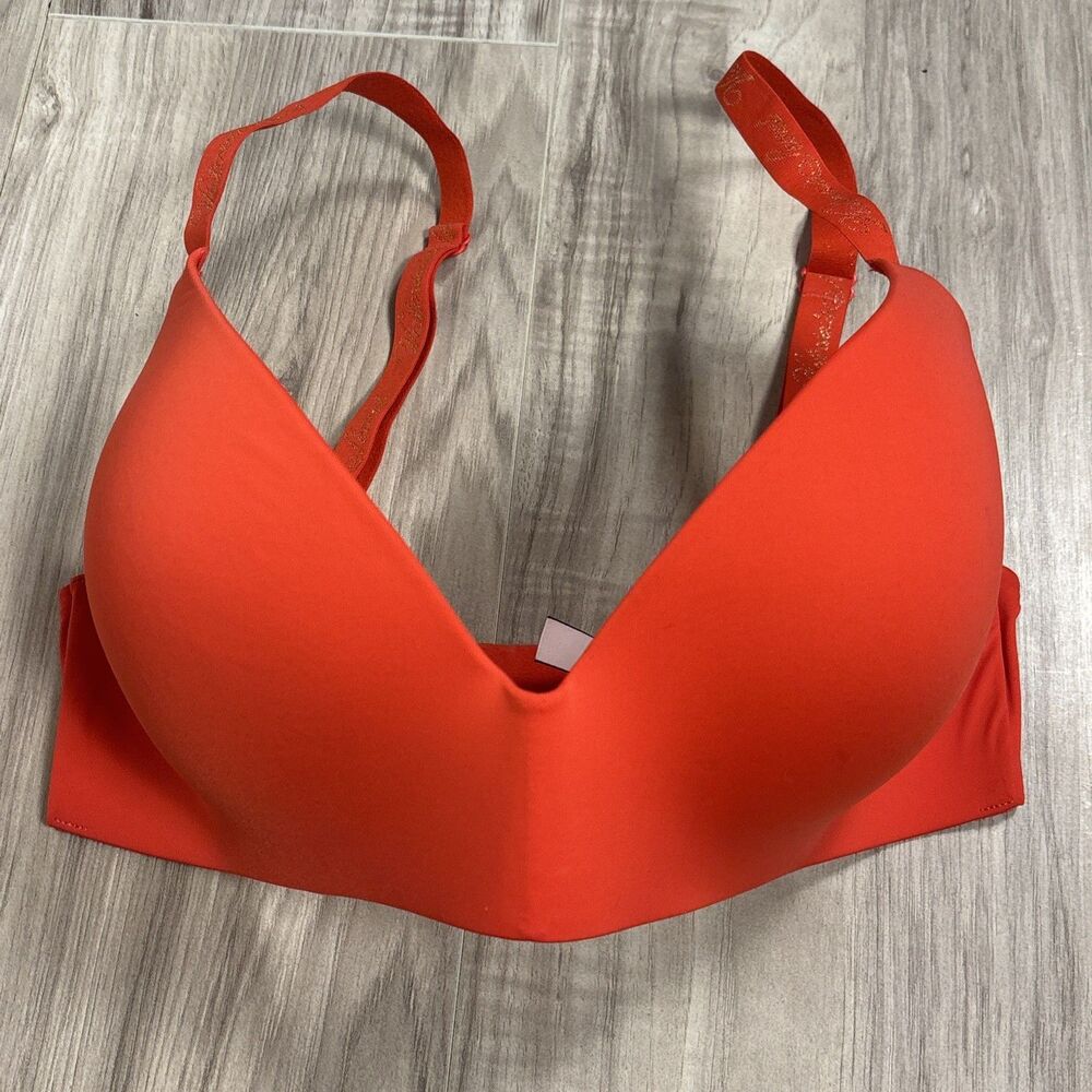 Victoria's Secret T Shirt Lightly Lined Wireless Bra Women's Orange Size 34DD